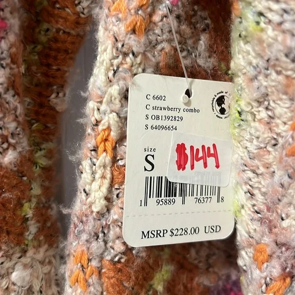 NWT Free People Forever Fair Isle Strawberry Knit Wrap Sweater Dress Small - Picture 9 of 10